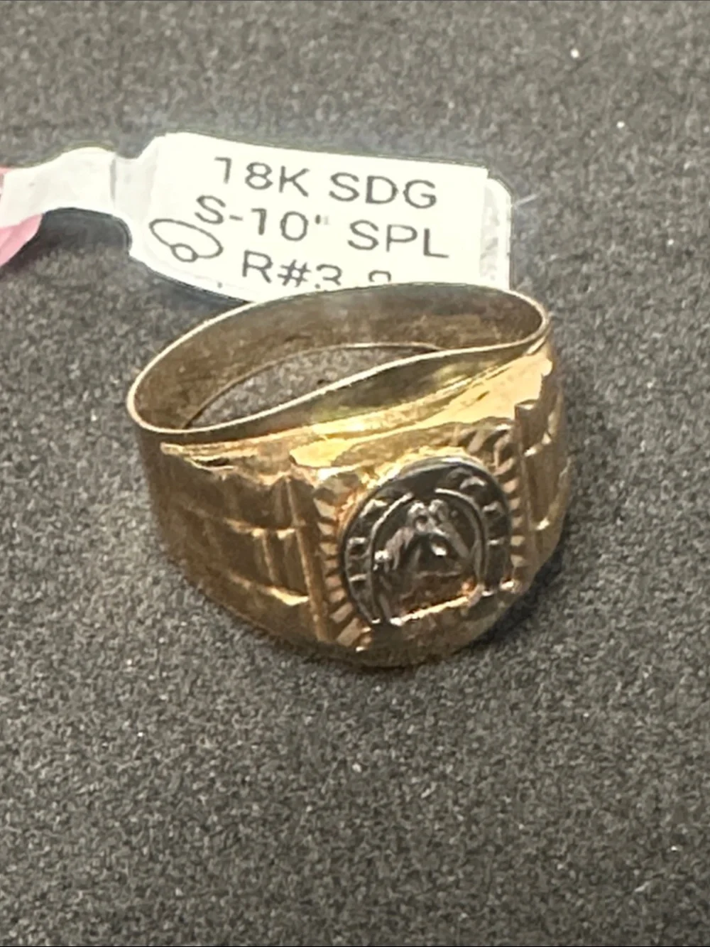 18K Saudi Gold Men’s Ring Size 10 Two-Tone